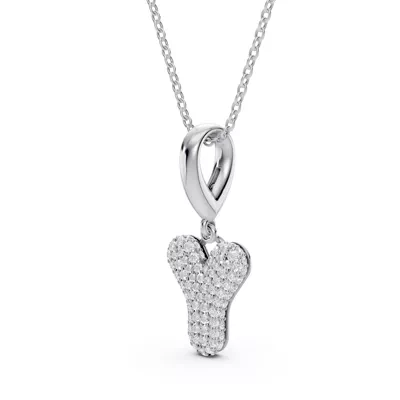 Bubble Pavé Diamond Initial Silver Necklace - Y