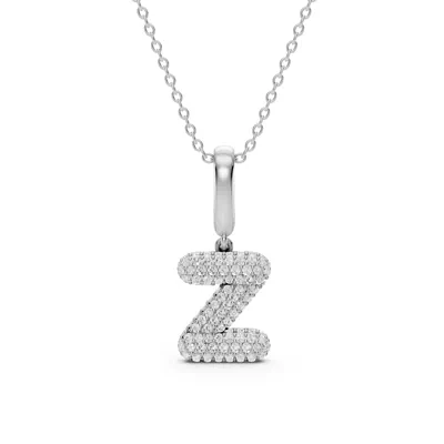 Bubble Pavé Diamond Initial Necklace - Z