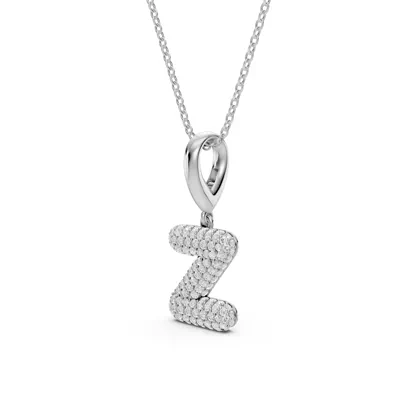 Bubble Pavé Diamond Initial Necklace - Z