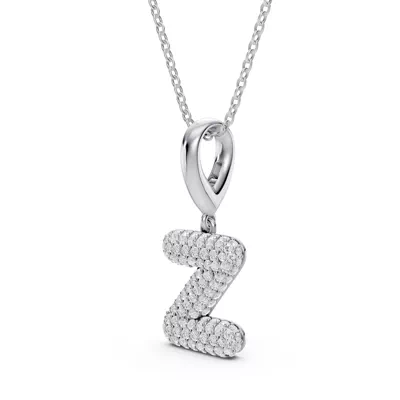 Bubble Pavé Diamond Initial Necklace - Z