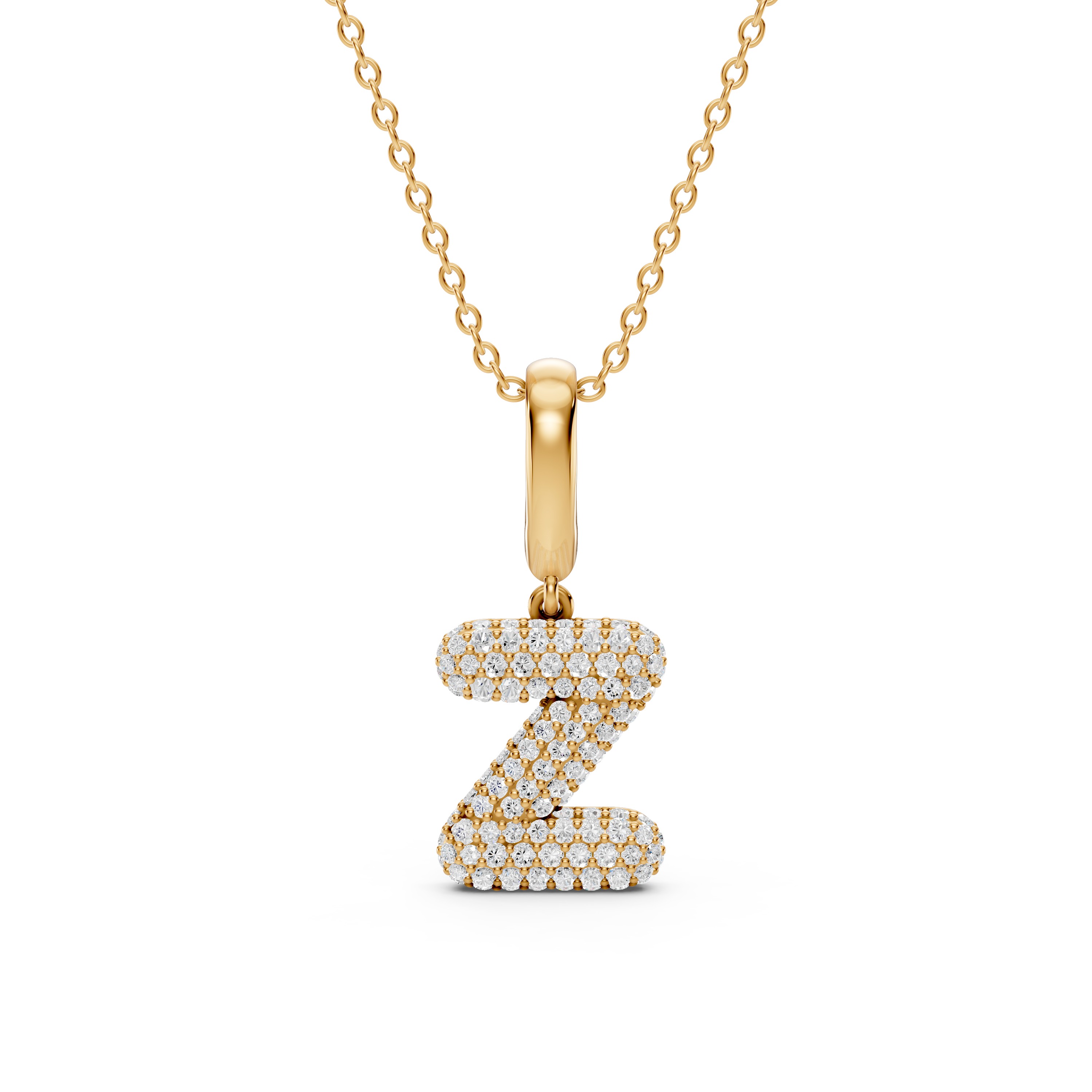 Bubble Pavé Lab Diamond Initial Necklace - Z