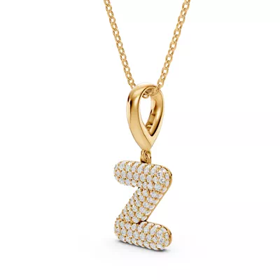 Bubble Pavé Diamond Initial Necklace - Z