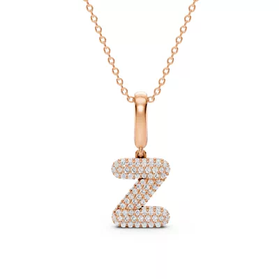 Bubble Pavé Lab Diamond Initial Necklace - Z