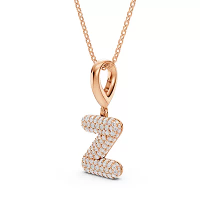 Bubble Pavé Lab Diamond Initial Necklace - Z