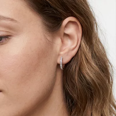 Lab Diamond Hoop Earrings (15mm)