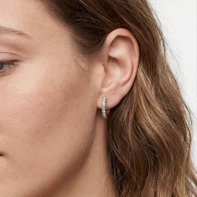 Diamond Hoop Earrings (15mm)