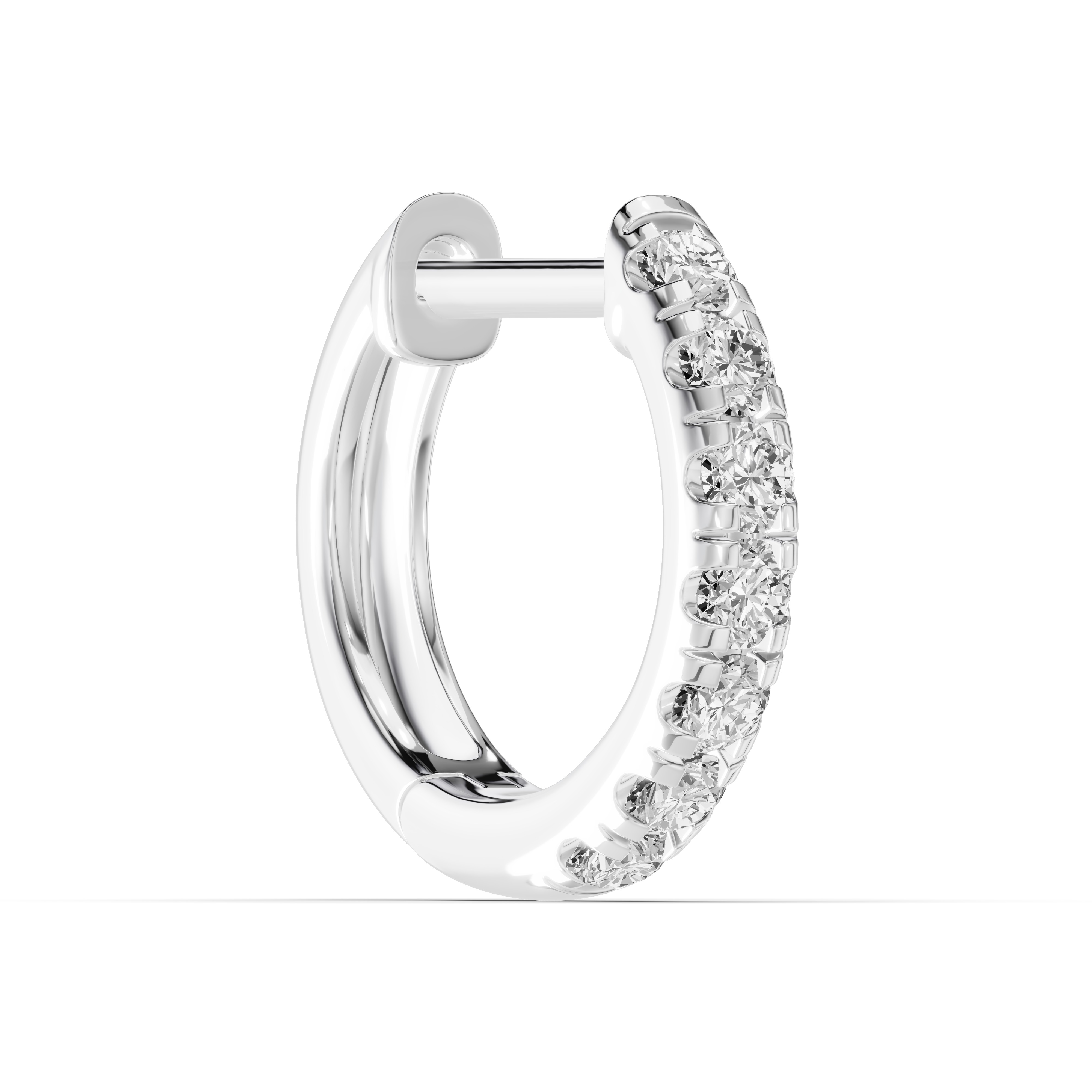 Single Lab Diamond Huggie Earrings (10mm)