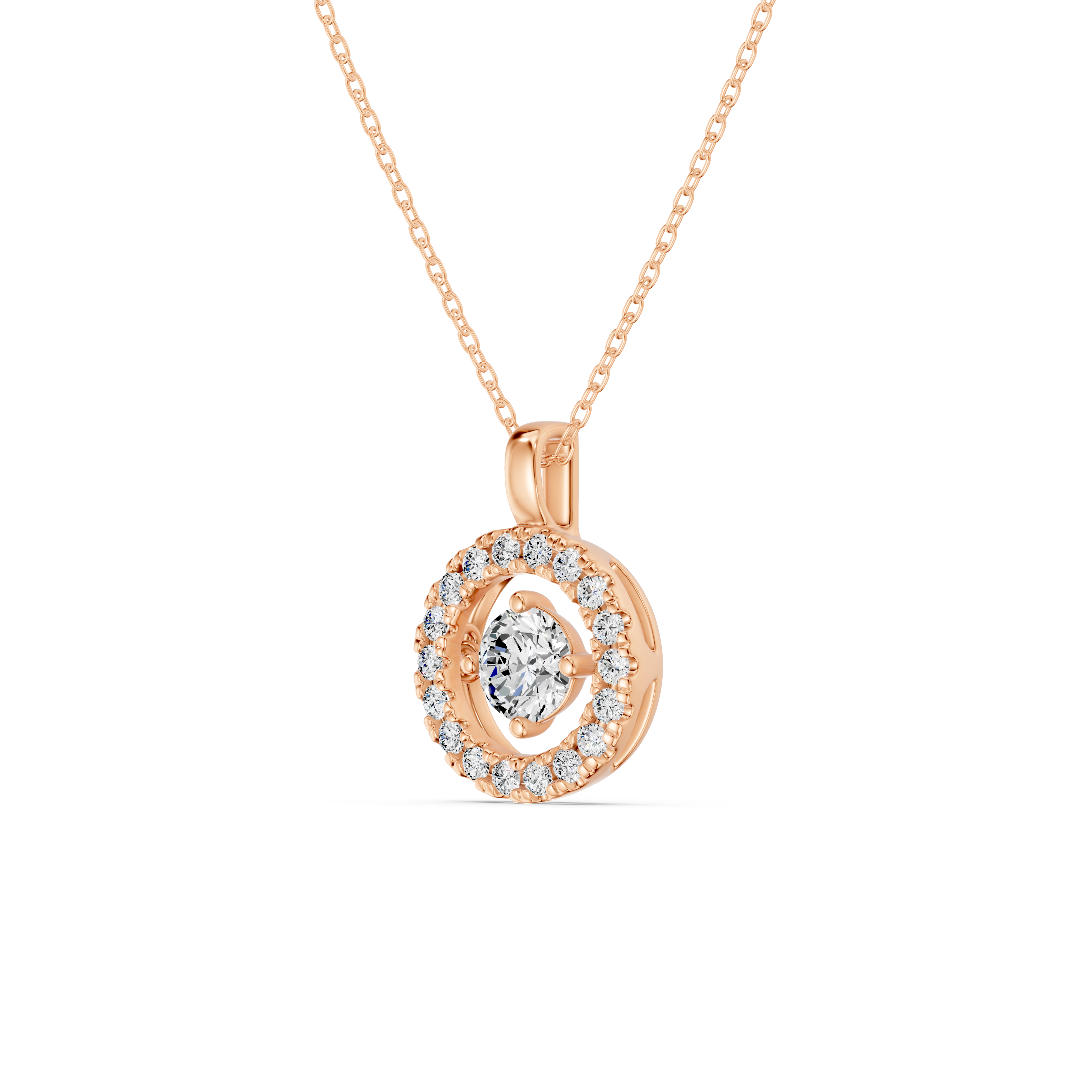 Evermotion Round Halo Lab Diamond Pendant (0.75 ct. tw.)
