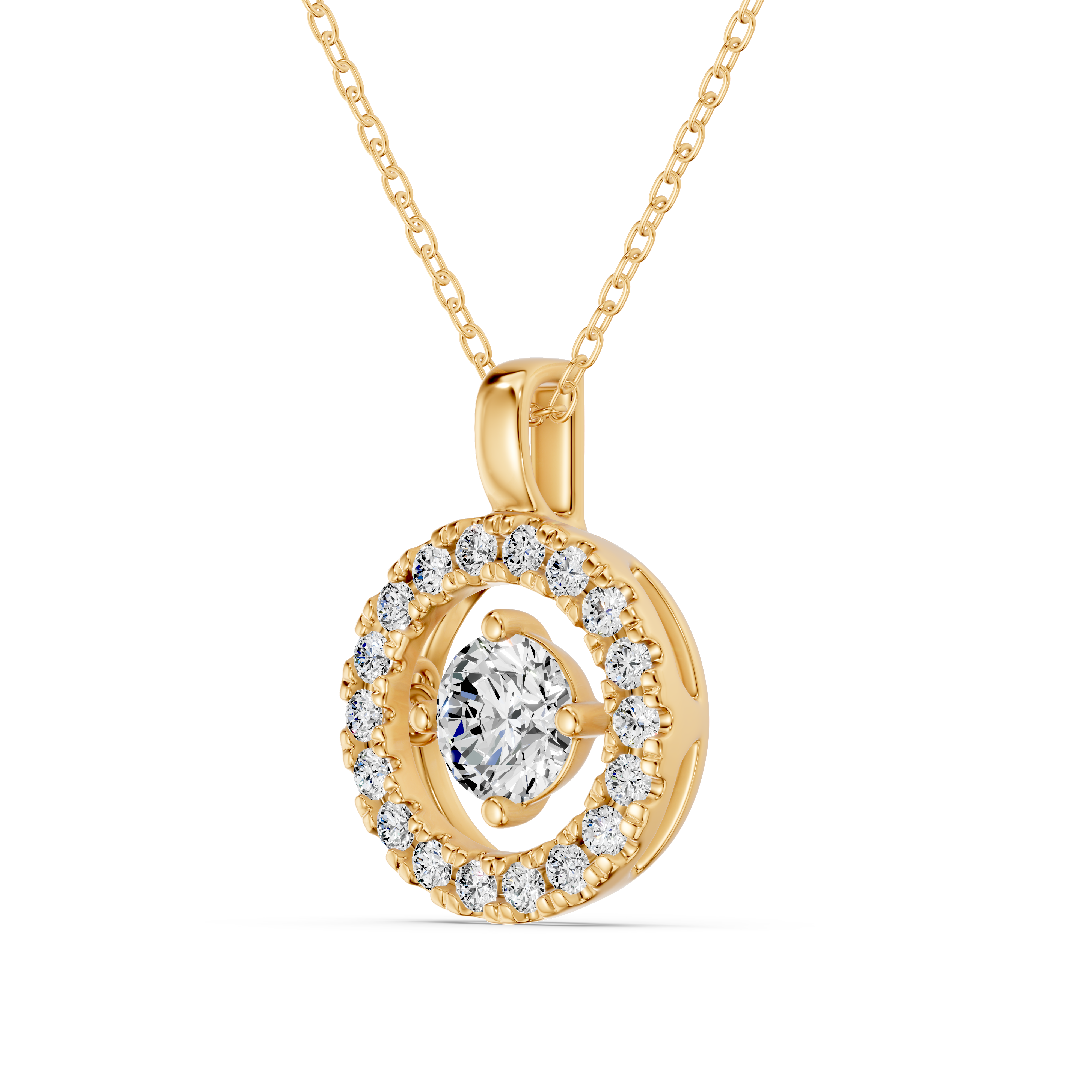 Evermotion Round Halo Lab Diamond Pendant (0.75 ct. tw.)