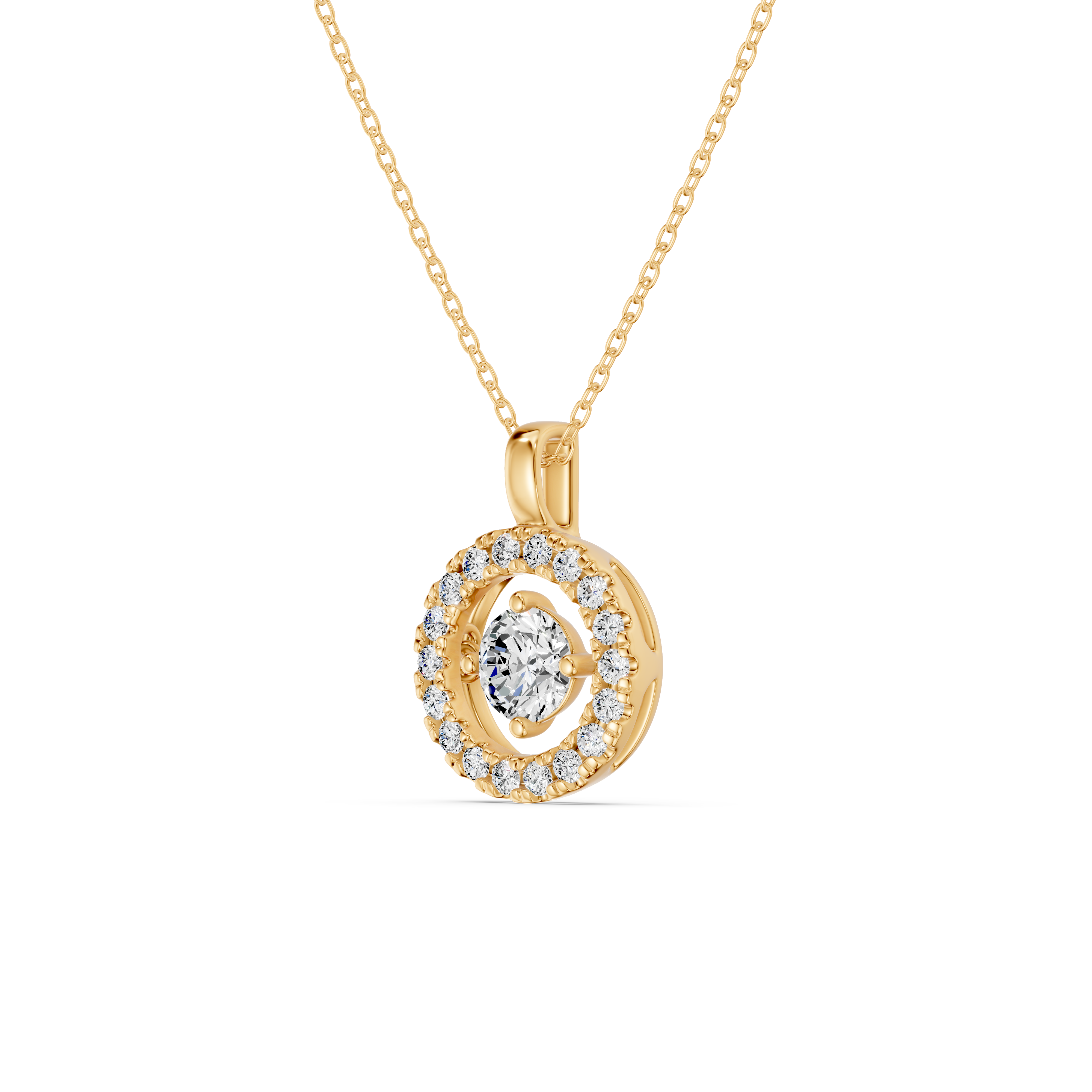 Evermotion Round Halo Lab Diamond Pendant (0.75 ct. tw.)