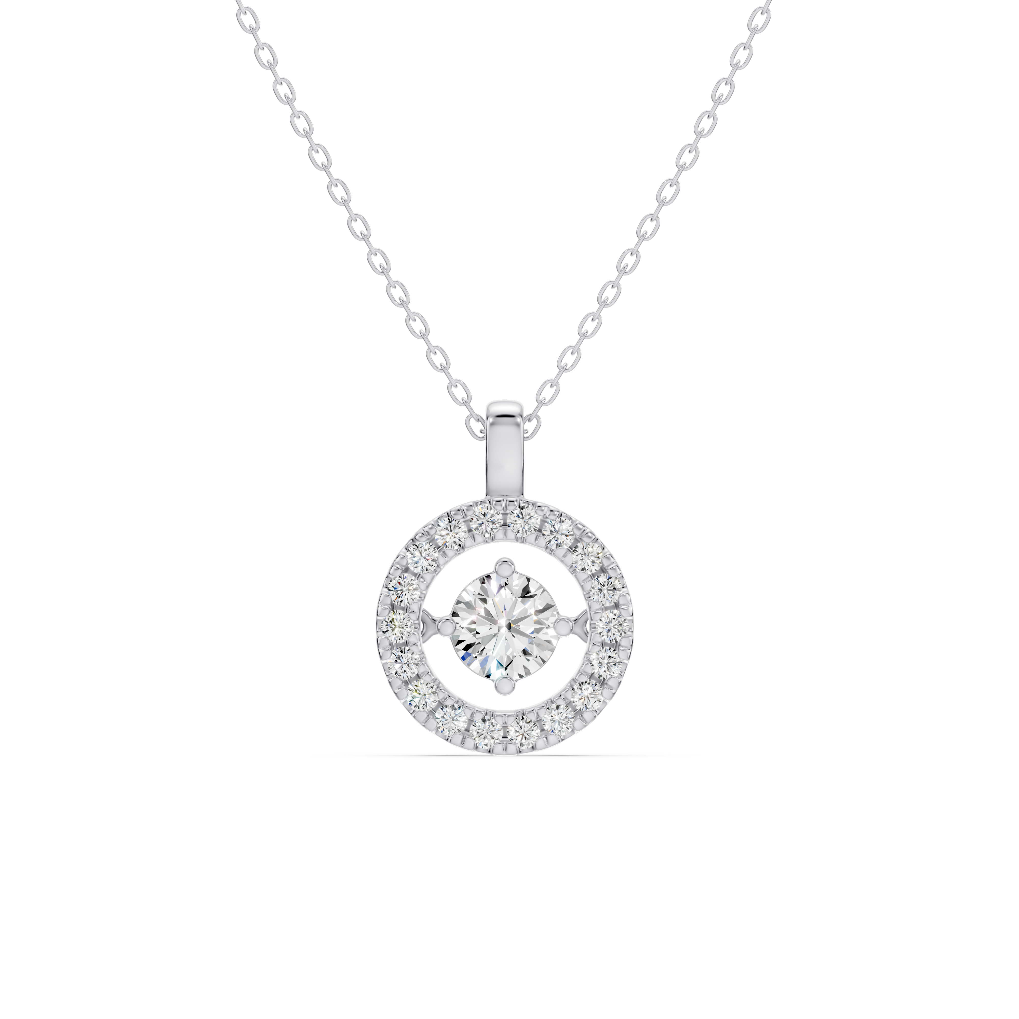 Evermotion Round Halo Lab Diamond Pendant (0.75 ct. tw.)