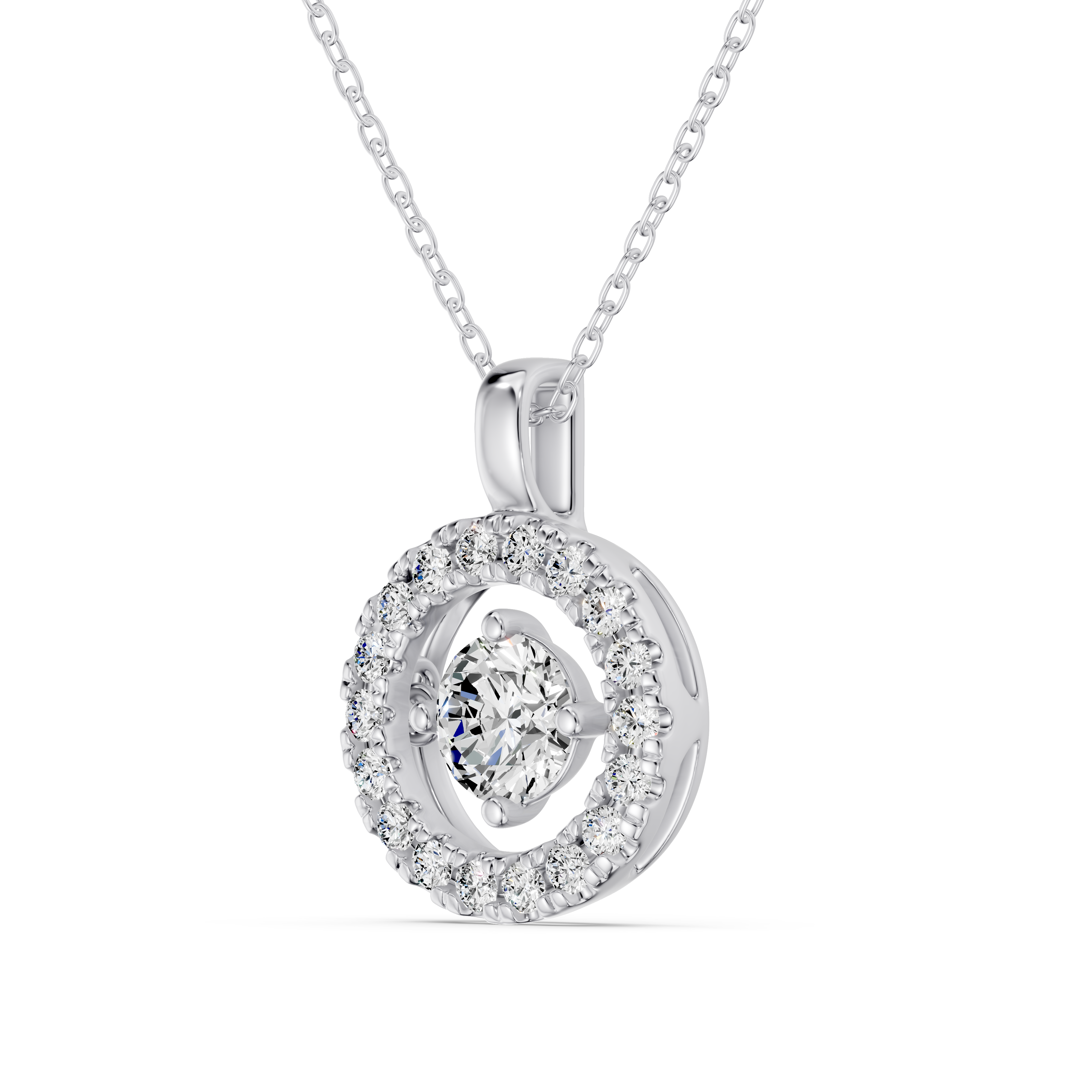 Evermotion Round Halo Lab Diamond Pendant (0.75 ct. tw.)