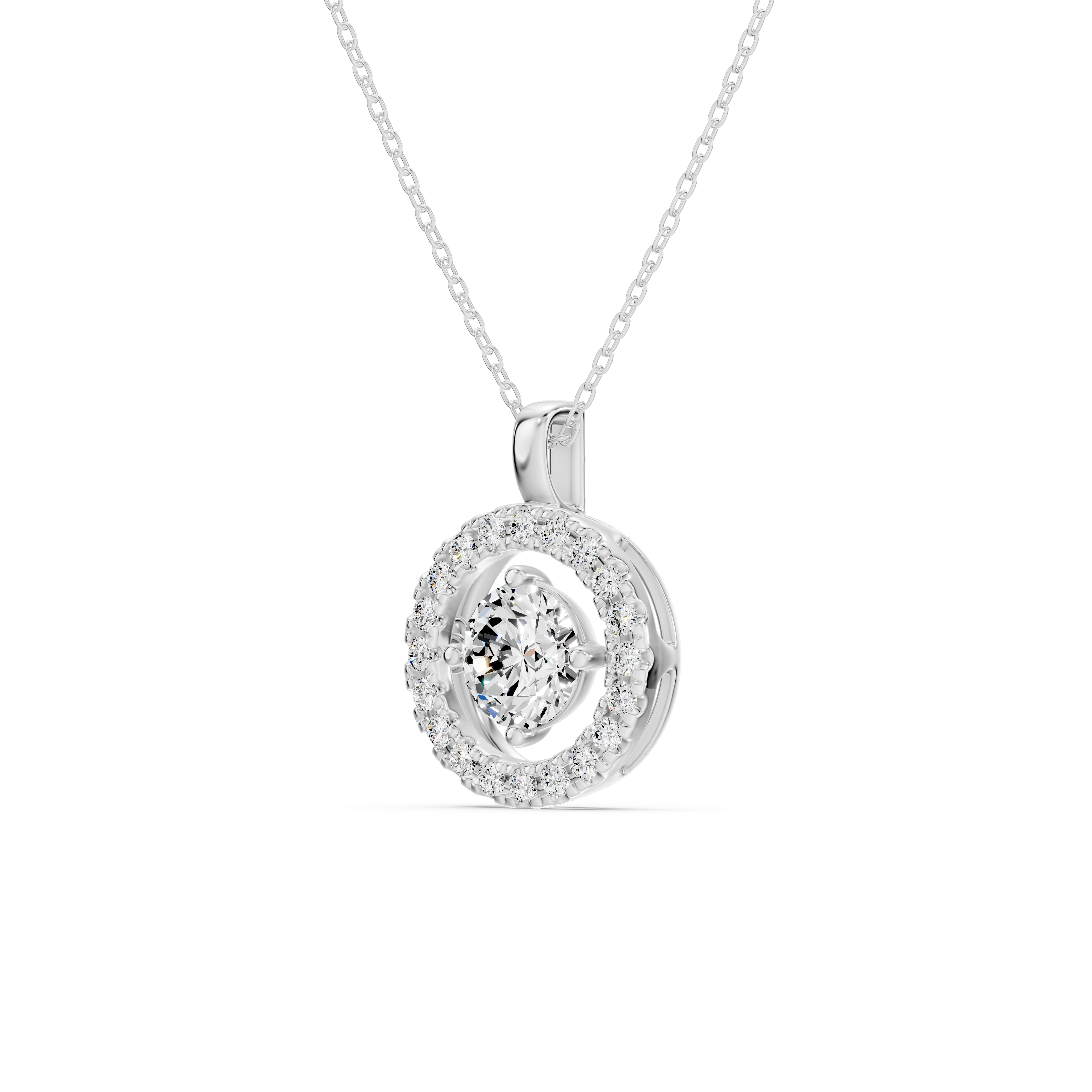 Evermotion Round Halo Lab Diamond Pendant (1.25 ct. tw.)