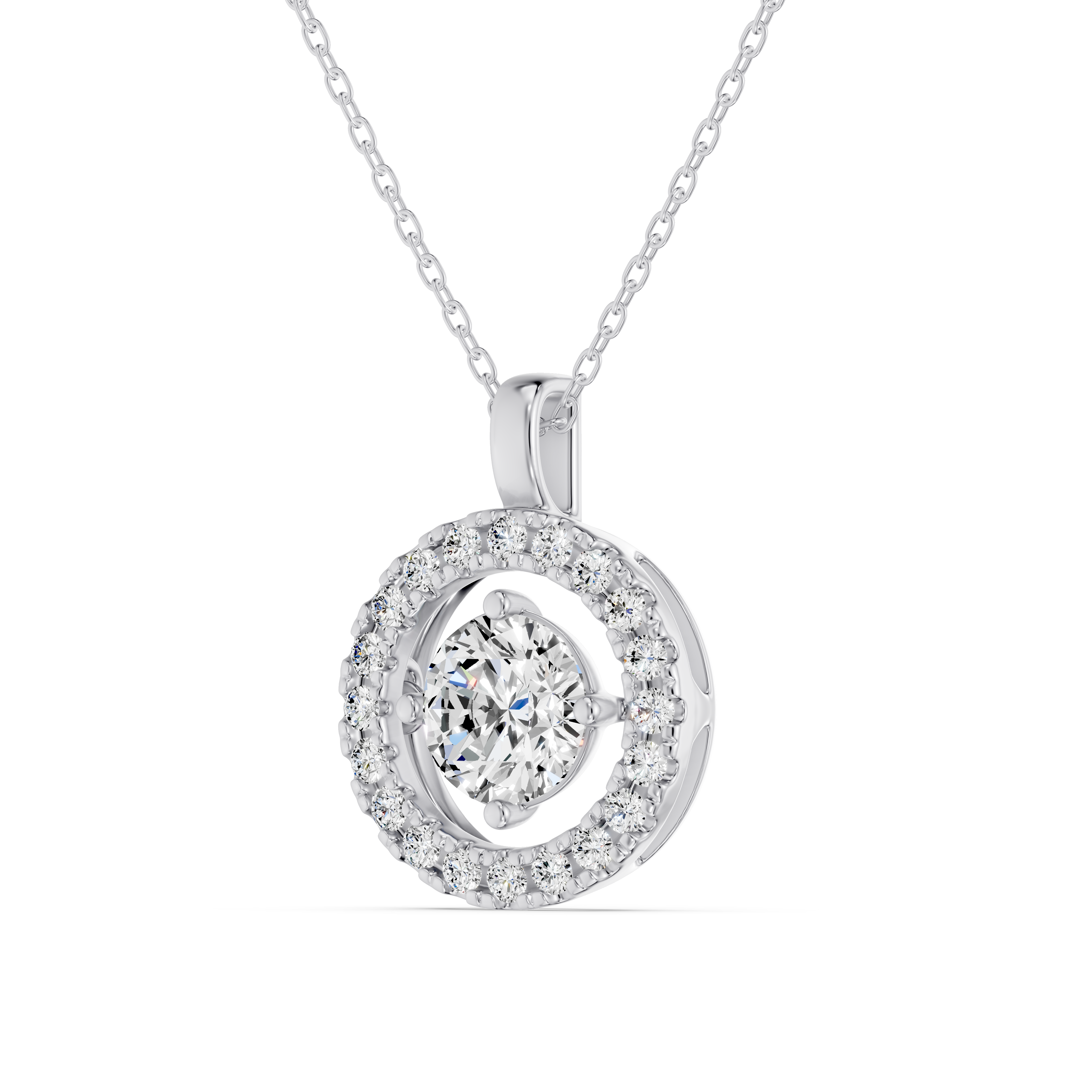 Evermotion Round Halo Lab Diamond Pendant (1.25 ct. tw.)