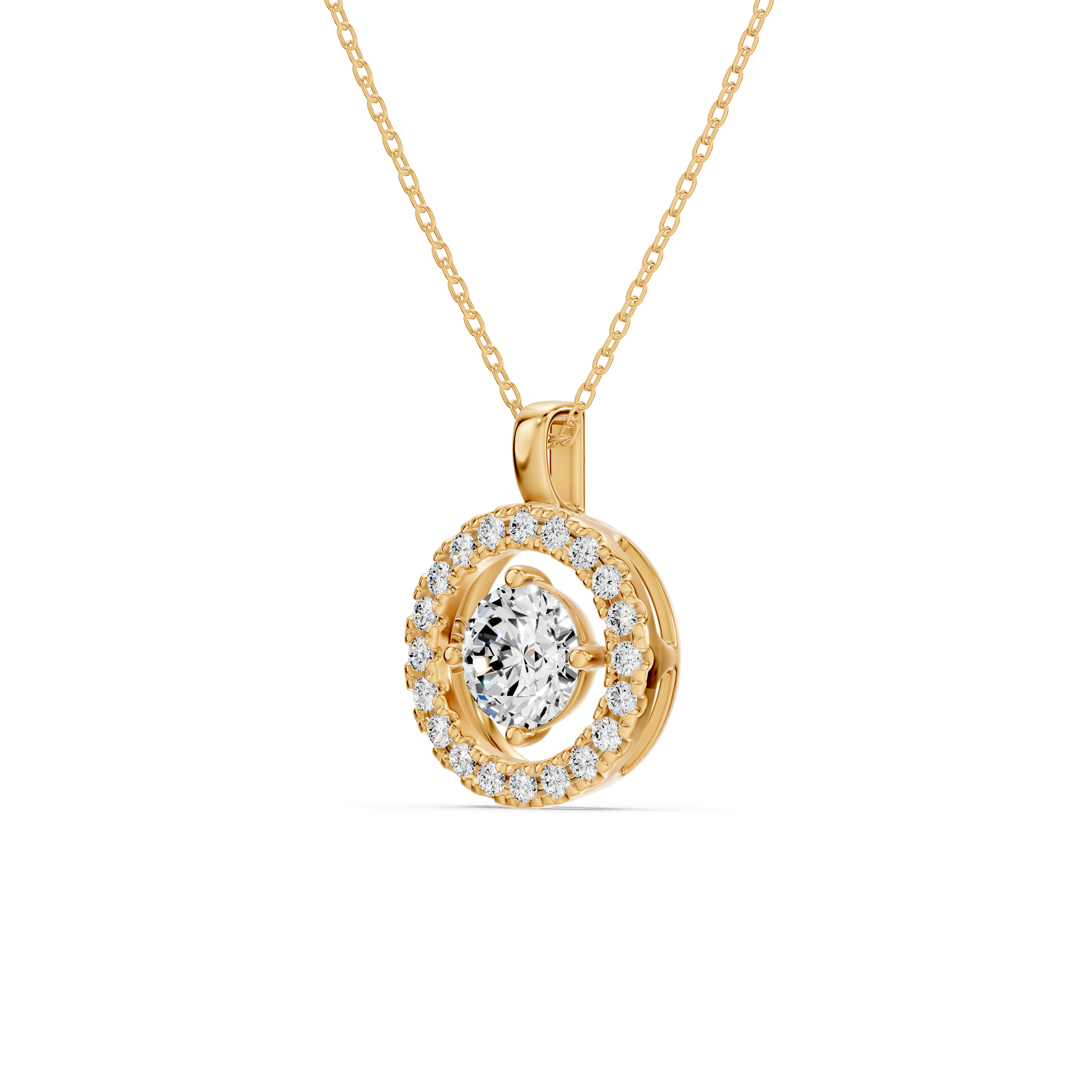 Evermotion Round Halo Lab Diamond Pendant (1.25 ct. tw.)