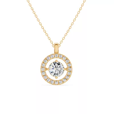 Evermotion Round Halo Lab Diamond Pendant (1.25 ct. tw.)
