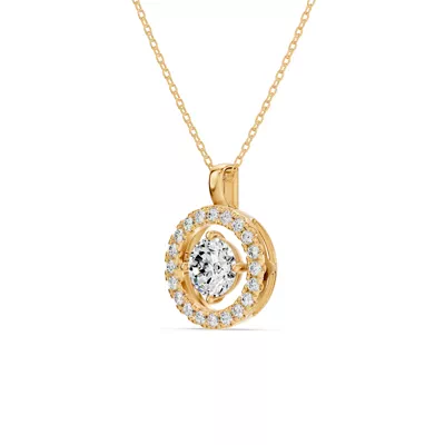 Evermotion Round Halo Lab Diamond Pendant (1.25 ct. tw.)