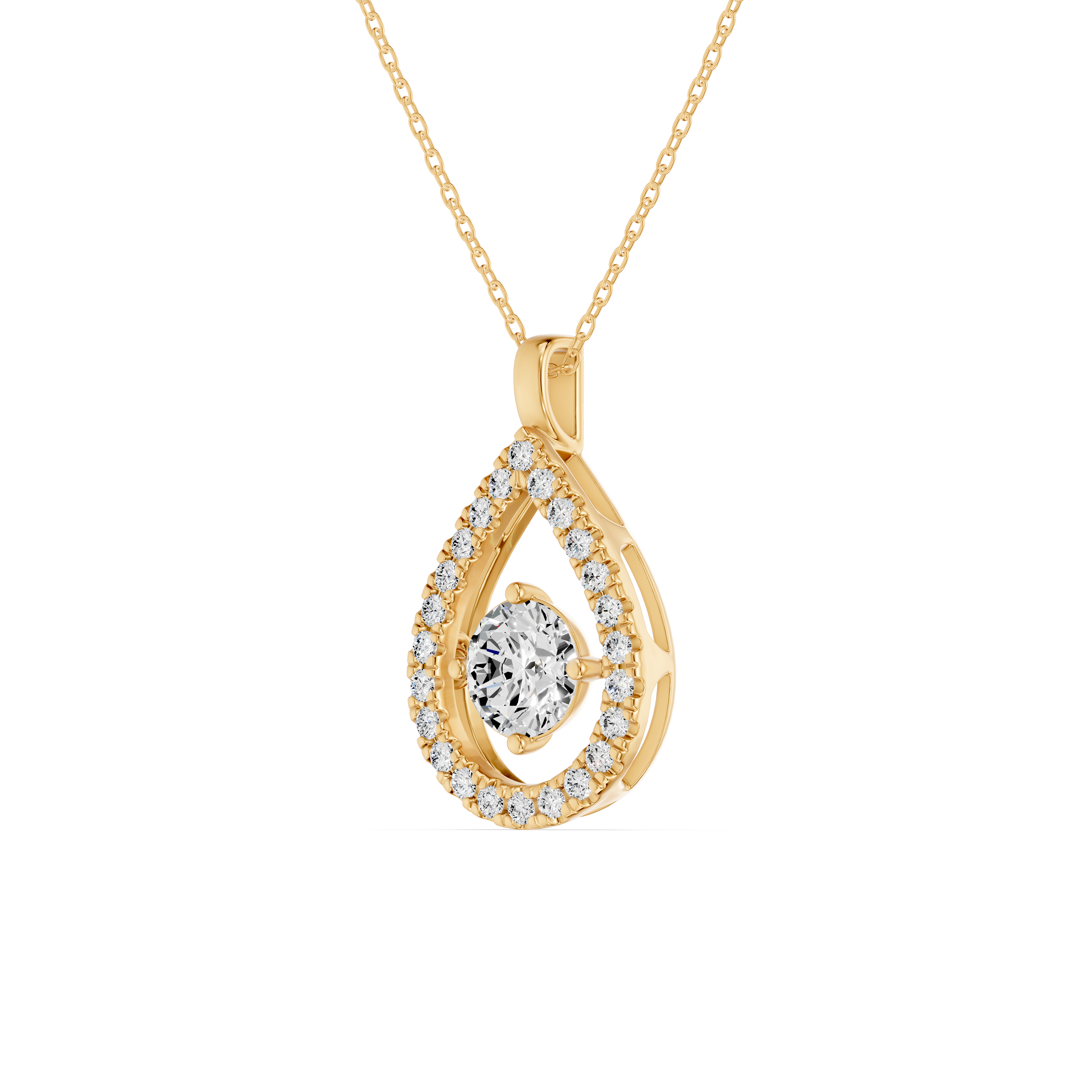 Evermotion Teardrop Halo Lab Diamond Pendant (1.30 ct. tw.)