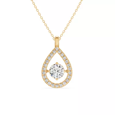 Evermotion Teardrop Halo Lab Diamond Pendant (1.30 ct. tw.)