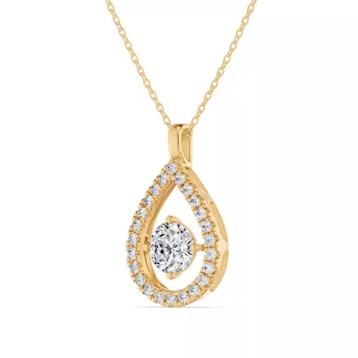 Evermotion Teardrop Halo Lab Diamond Pendant (1.30 ct. tw.)