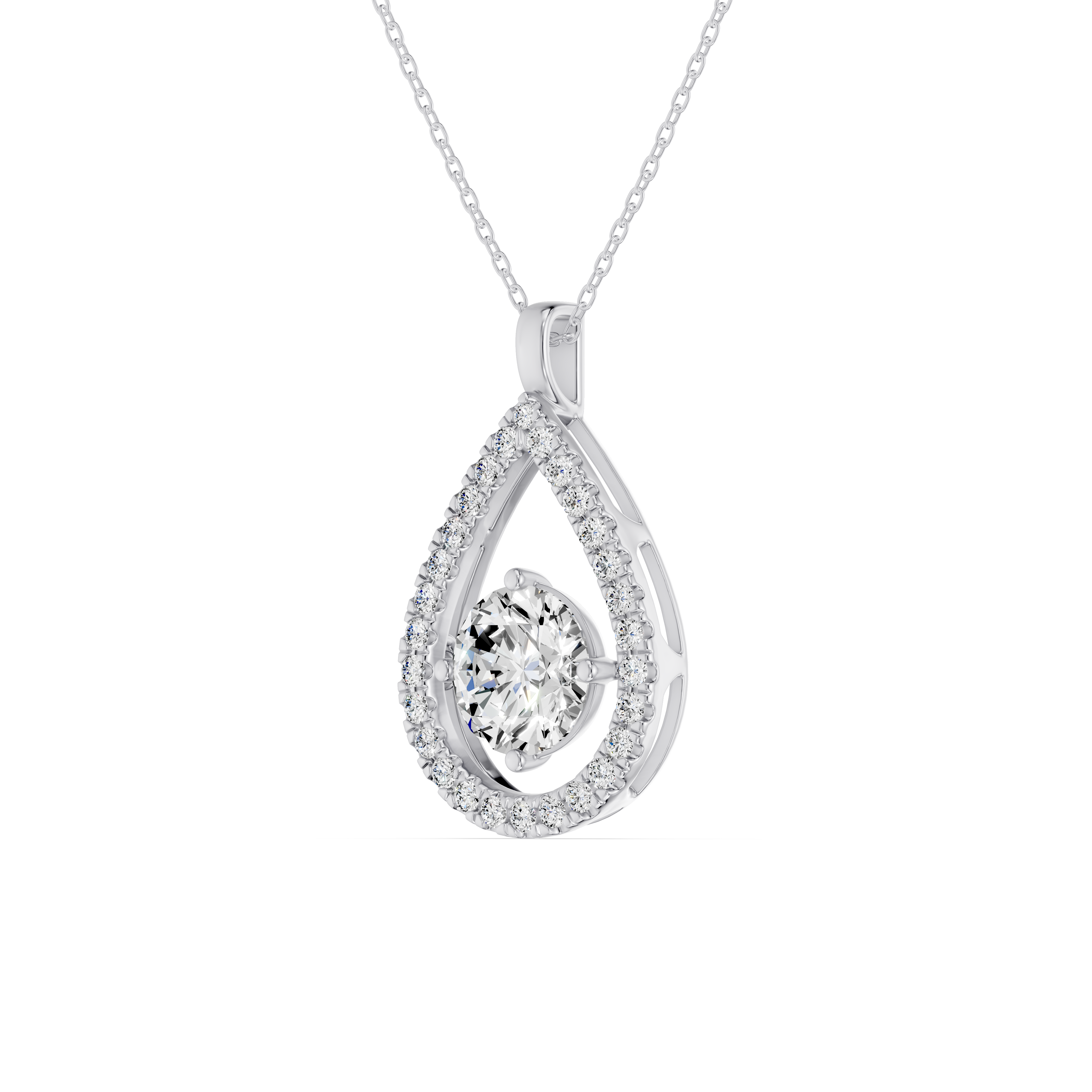 Evermotion Teardrop Halo Lab Diamond Pendant (2.40 ct. tw.)