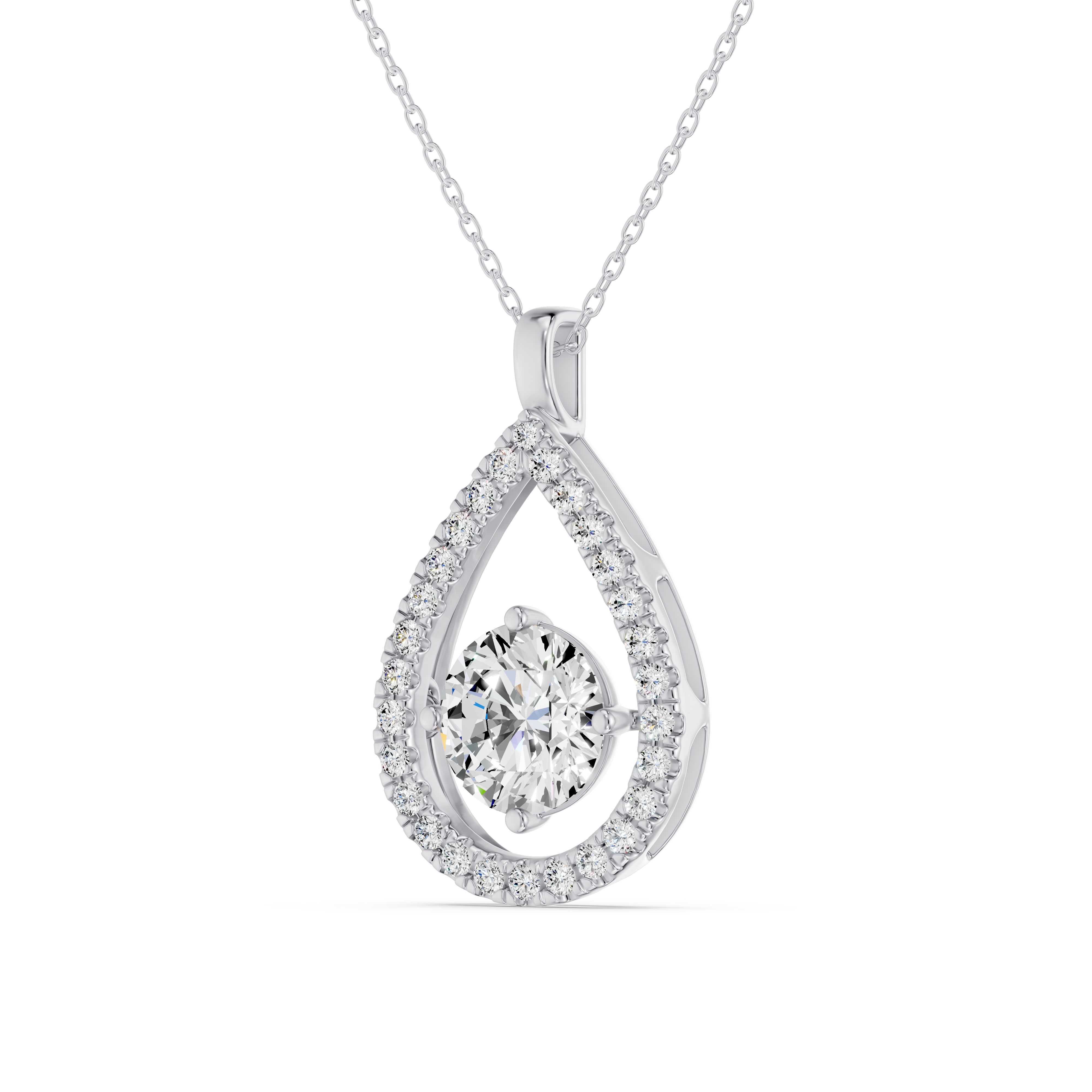 Evermotion Teardrop Halo Lab Diamond Pendant (2.40 ct. tw.)