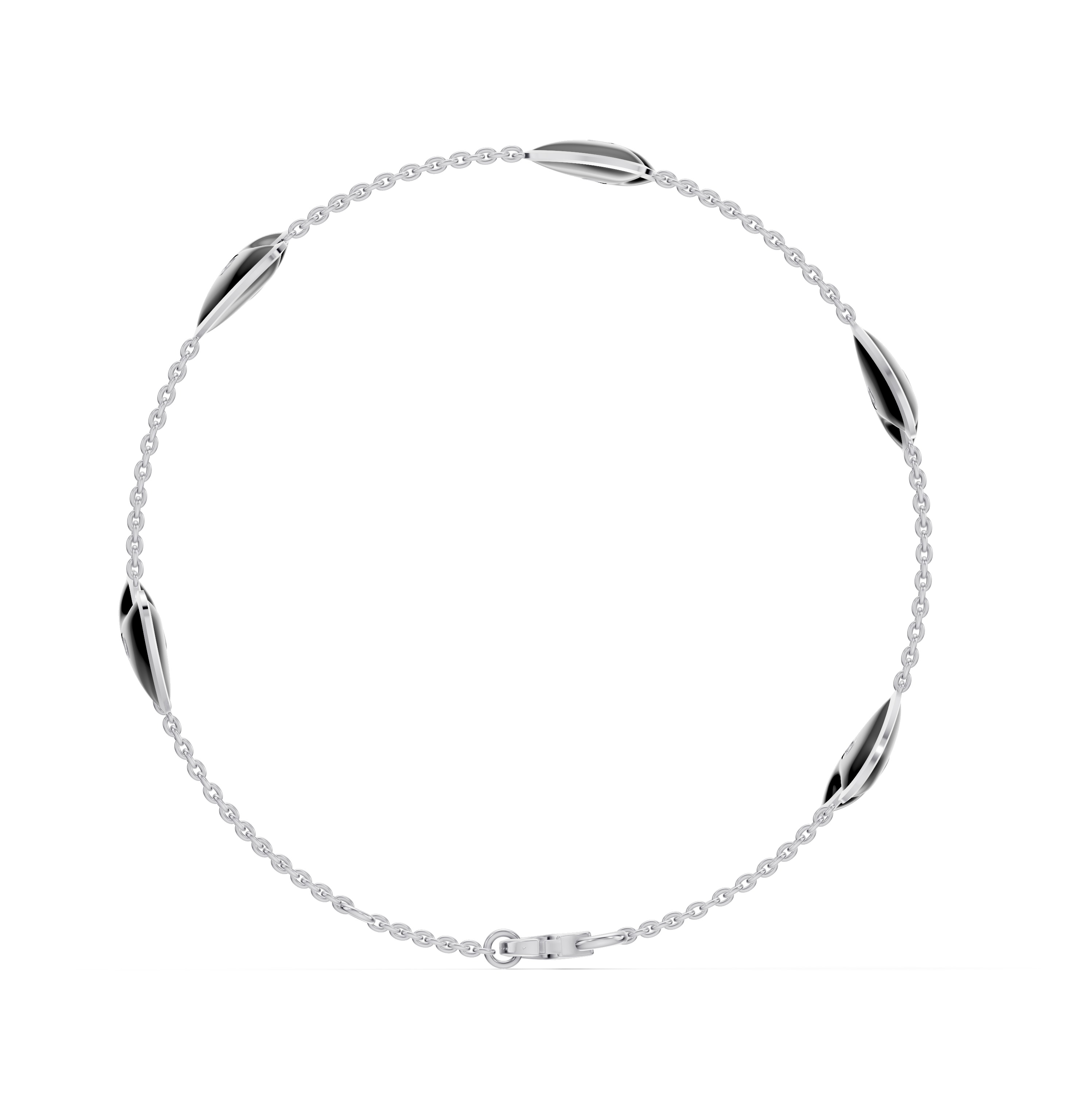 Black Ceramic Heart Diamond Station Bracelet