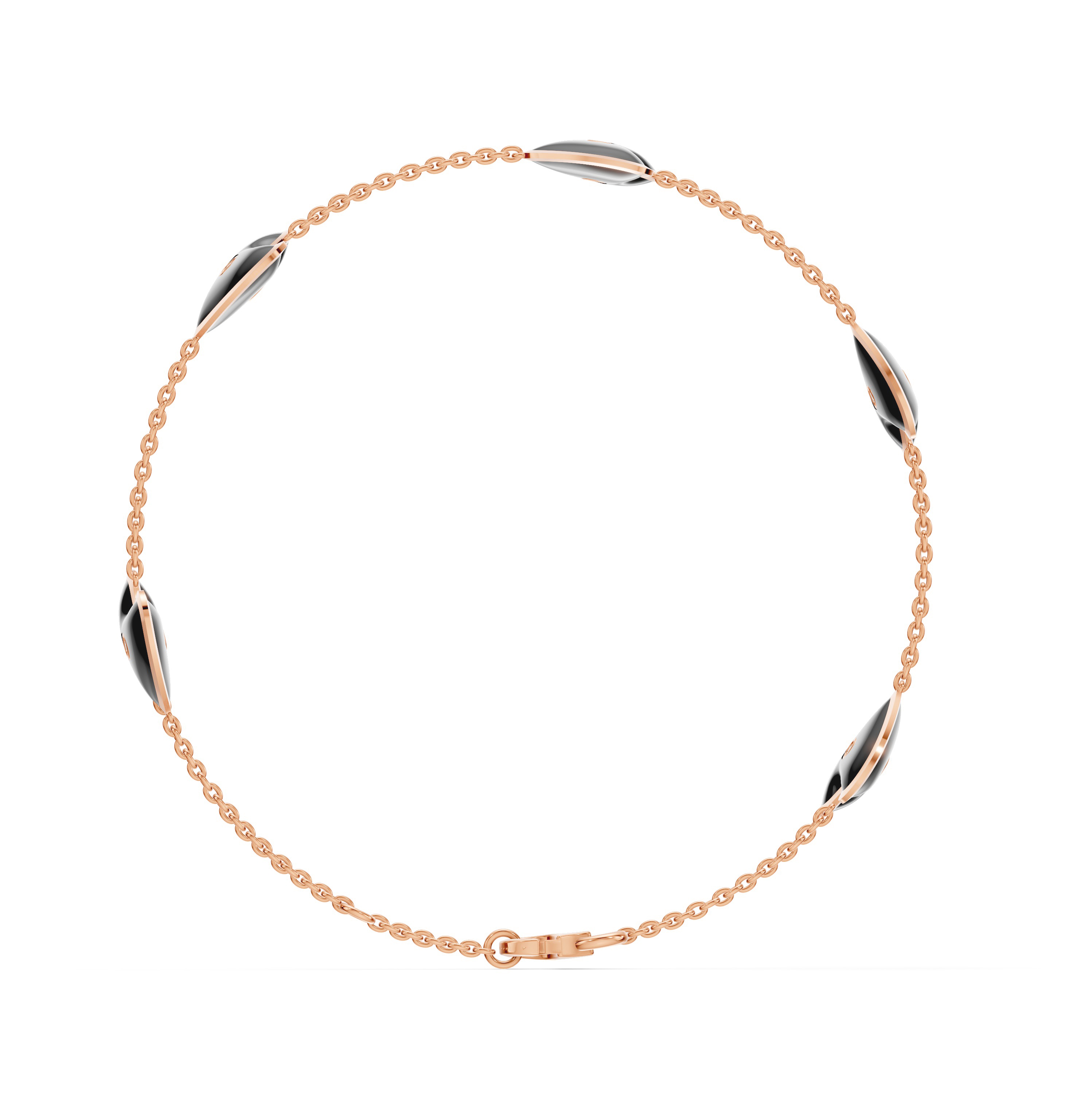 Black Ceramic Heart Diamond Station Bracelet
