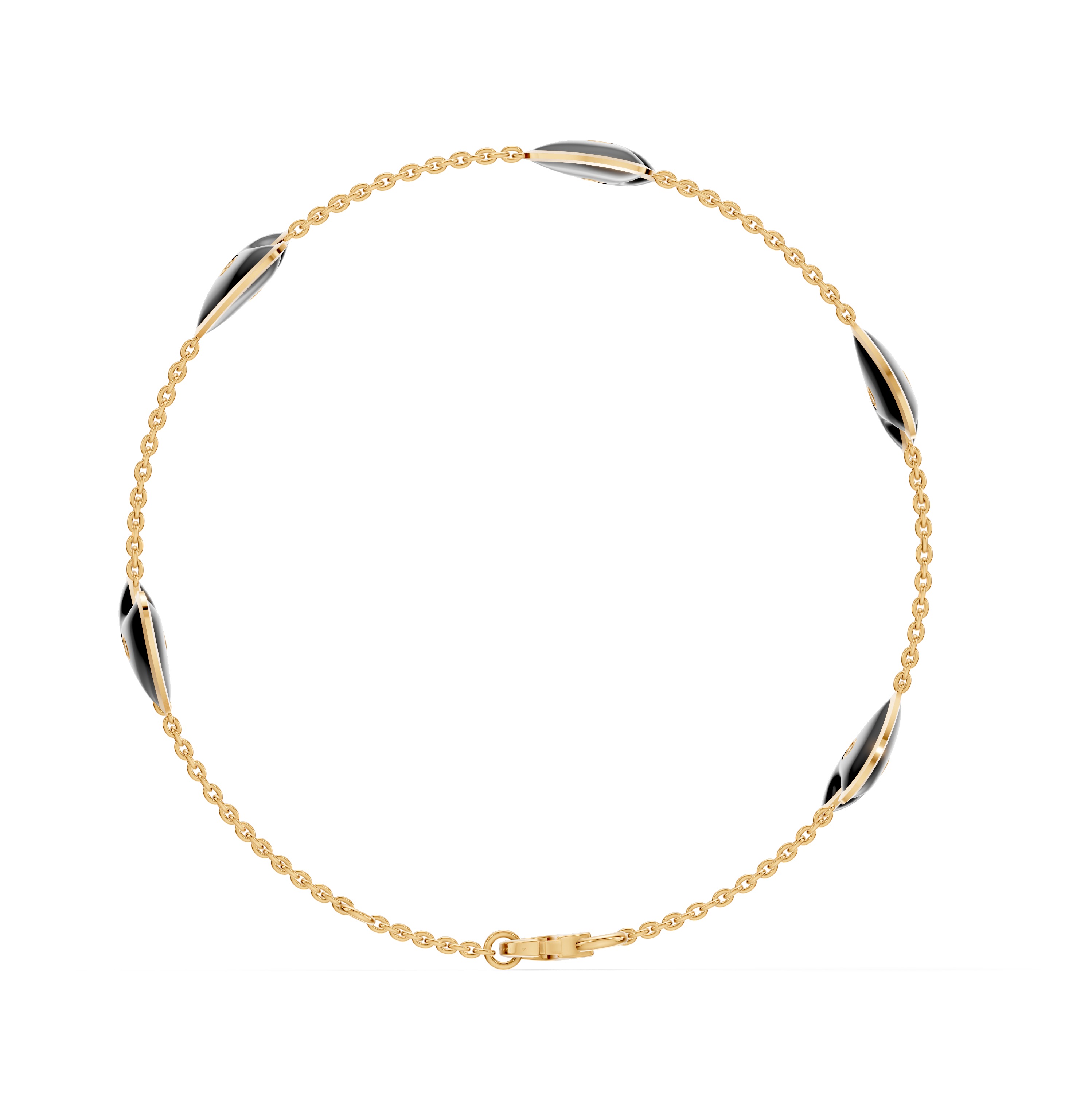 Black Ceramic Heart Lab Diamond Station Bracelet
