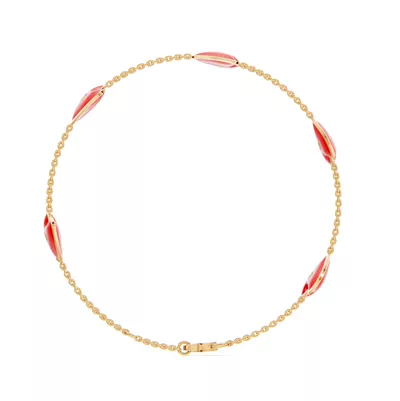 Red Ceramic Heart Lab Diamond Station Bracelet
