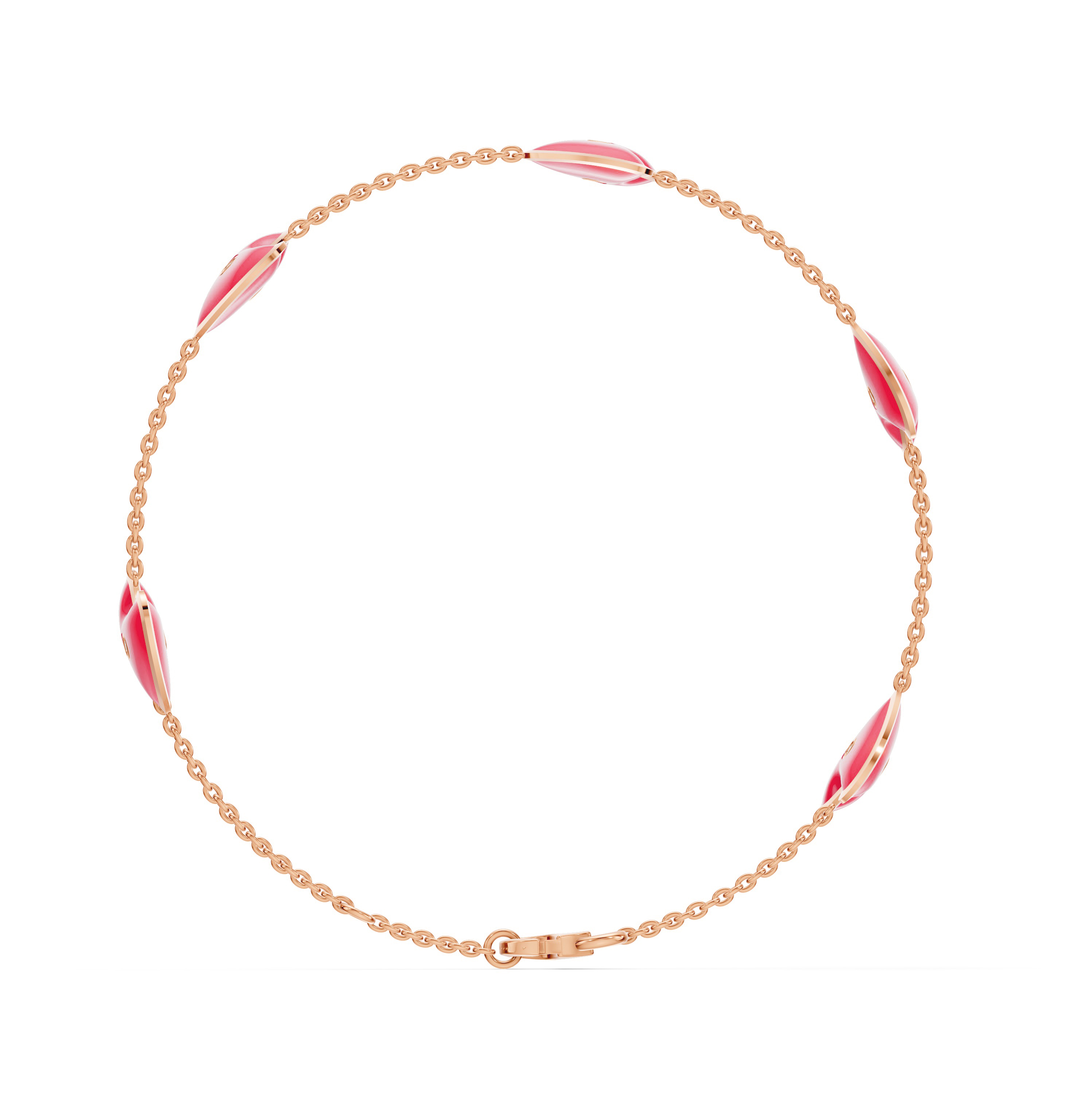 Red Ceramic Heart Lab Diamond Station Bracelet
