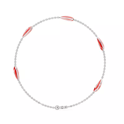 Red Ceramic Heart Lab Diamond Station Bracelet