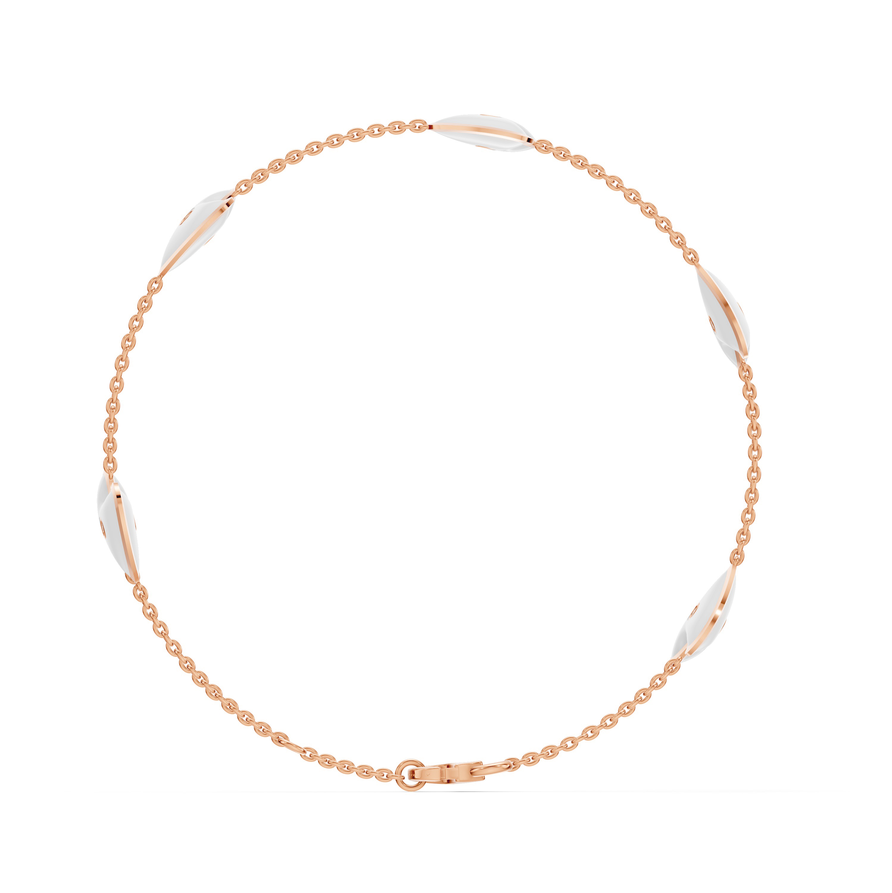 White Ceramic Heart Diamond Station Bracelet