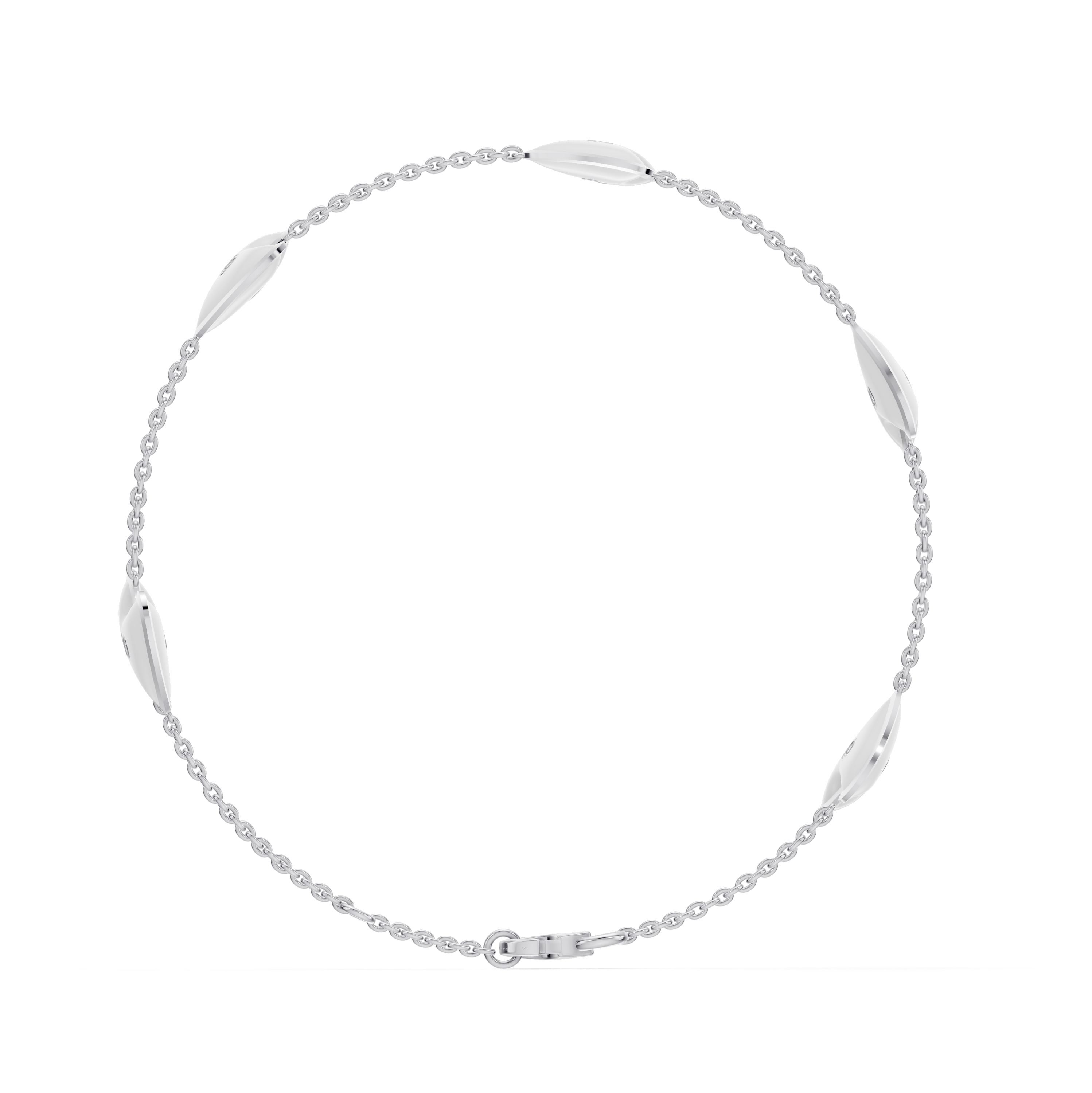 White Ceramic Heart Lab Diamond Station Bracelet