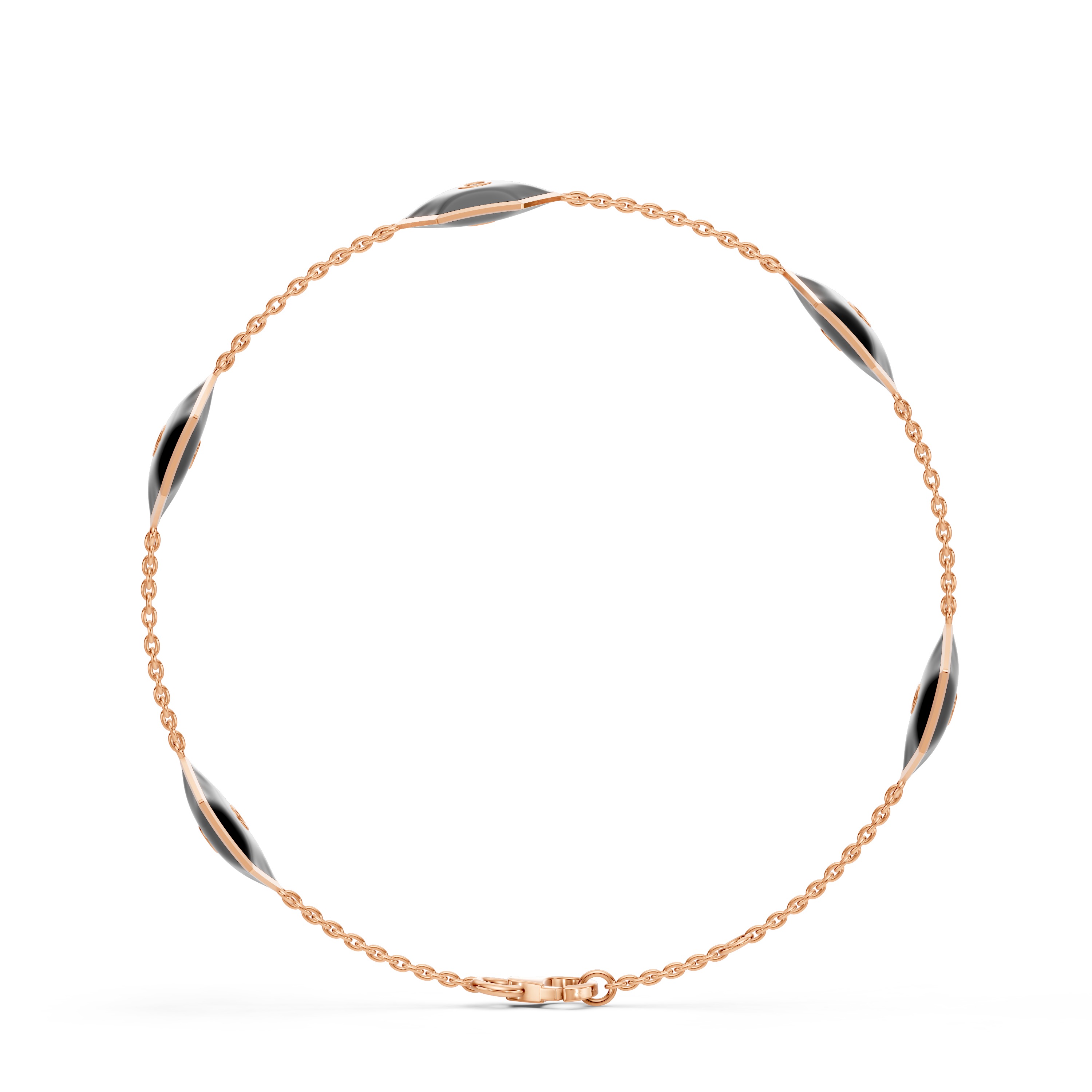Black Ceramic Hexagon Lab Diamond Station Bracelet