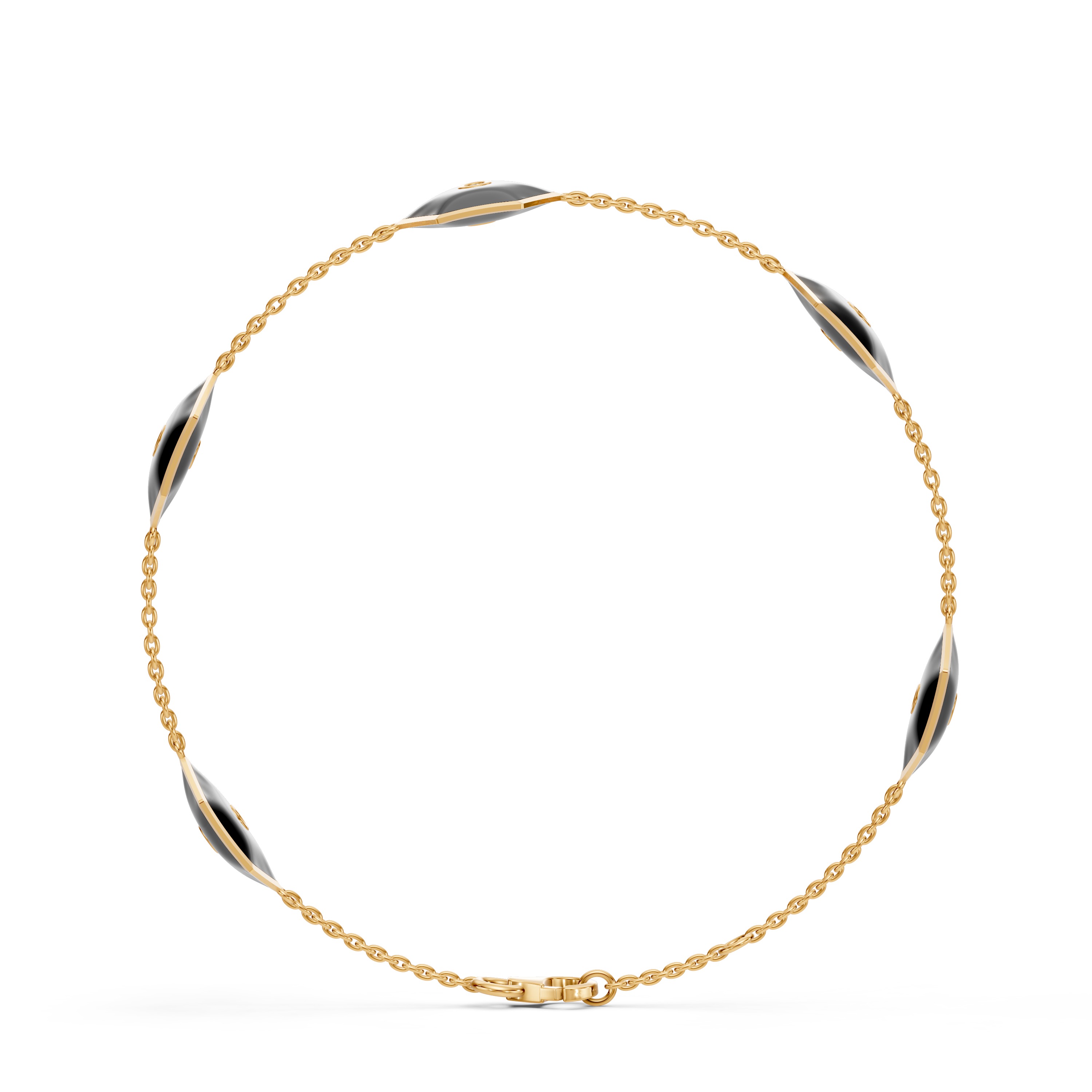 Black Ceramic Hexagon Diamond Station Bracelet