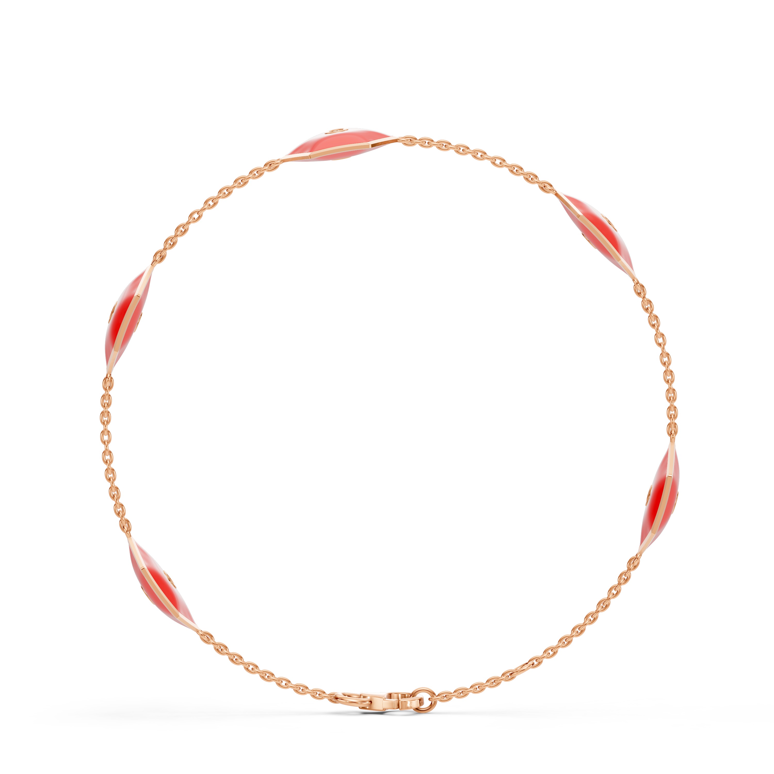 Red Ceramic Hexagon Diamond Station Bracelet