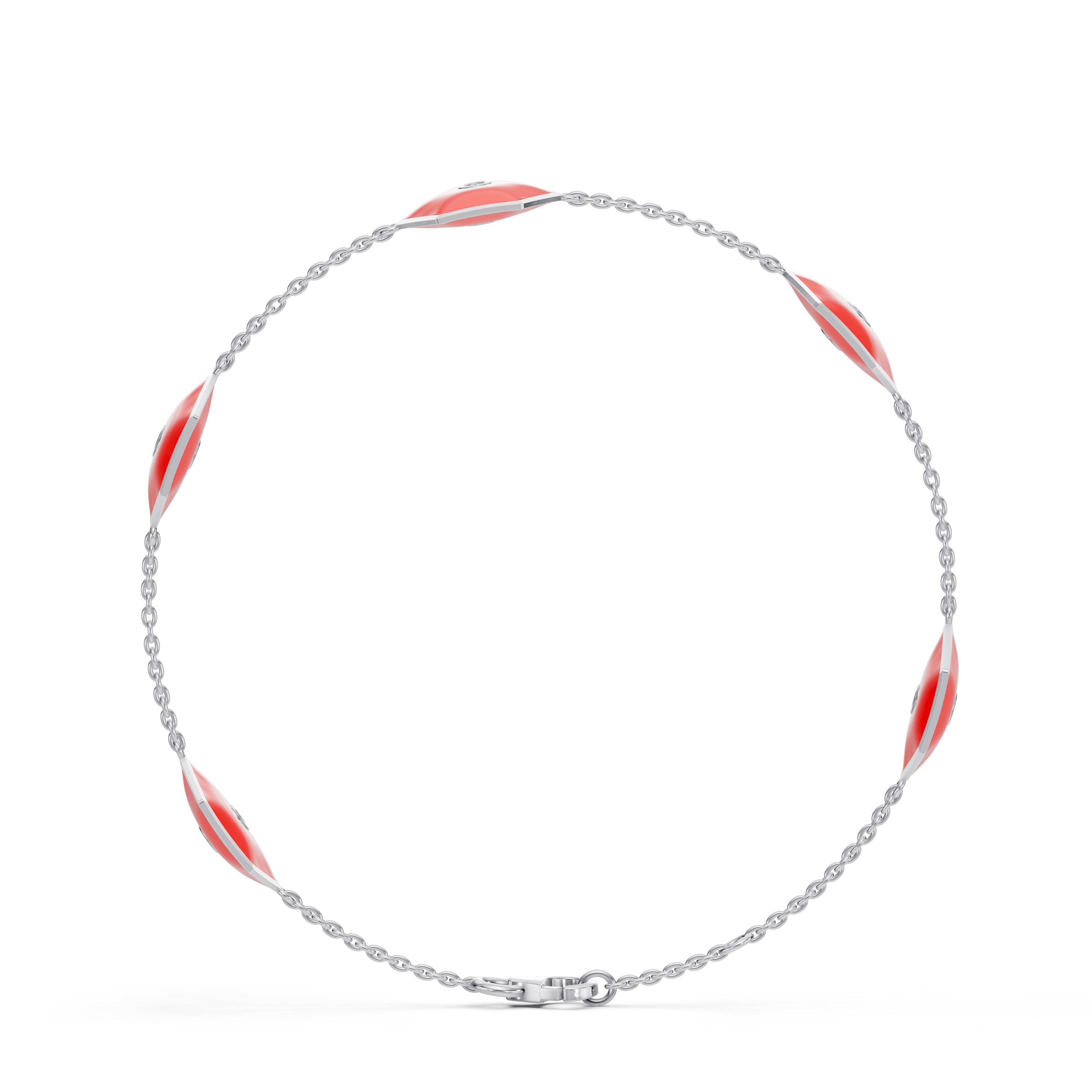 Red Ceramic Hexagon Diamond Station Bracelet