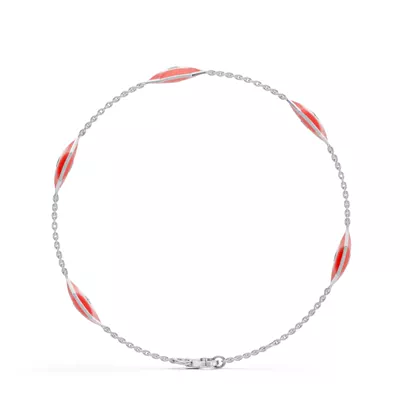 Red Ceramic Hexagon Lab Diamond Station Bracelet