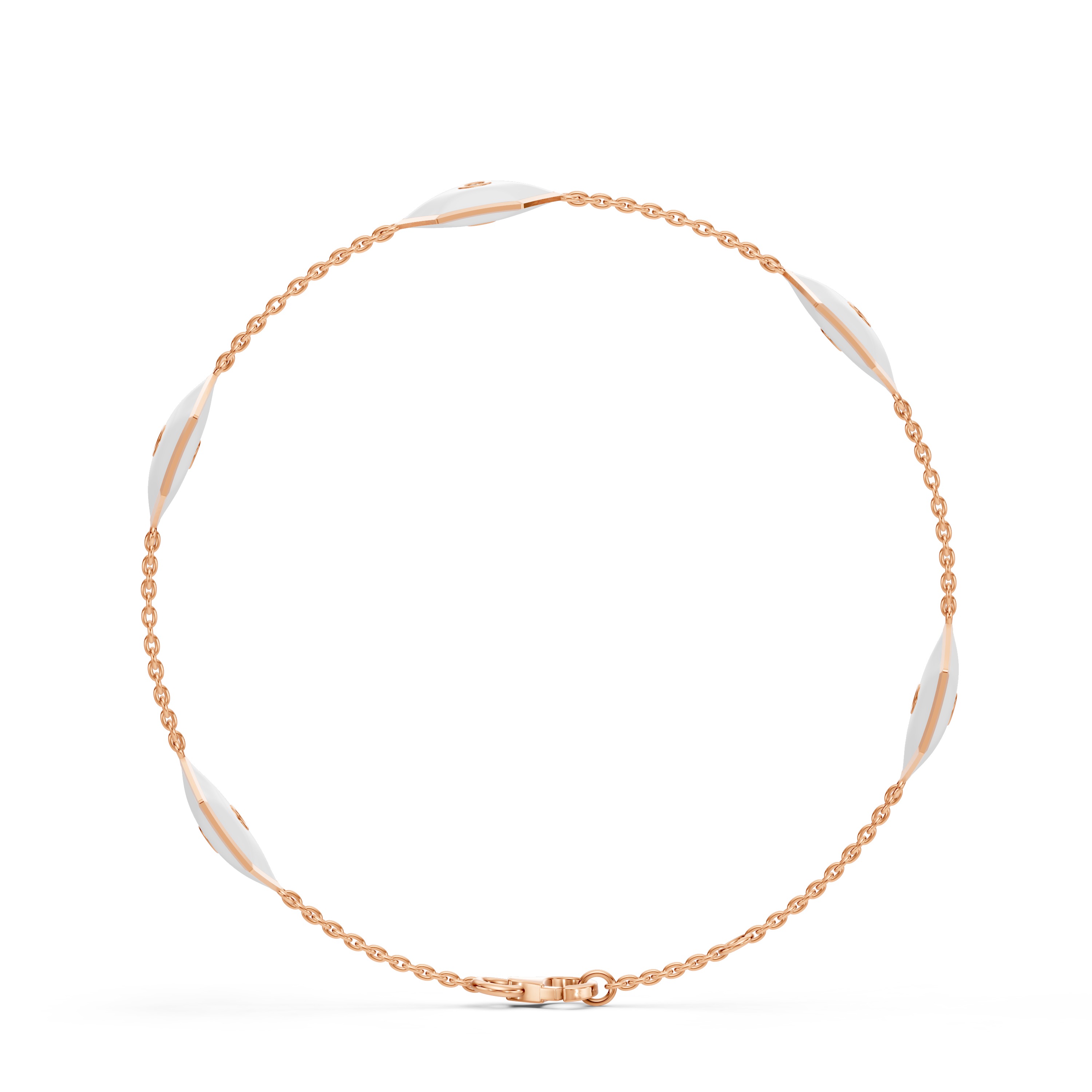 White Ceramic Hexagon Lab Diamond Station Bracelet
