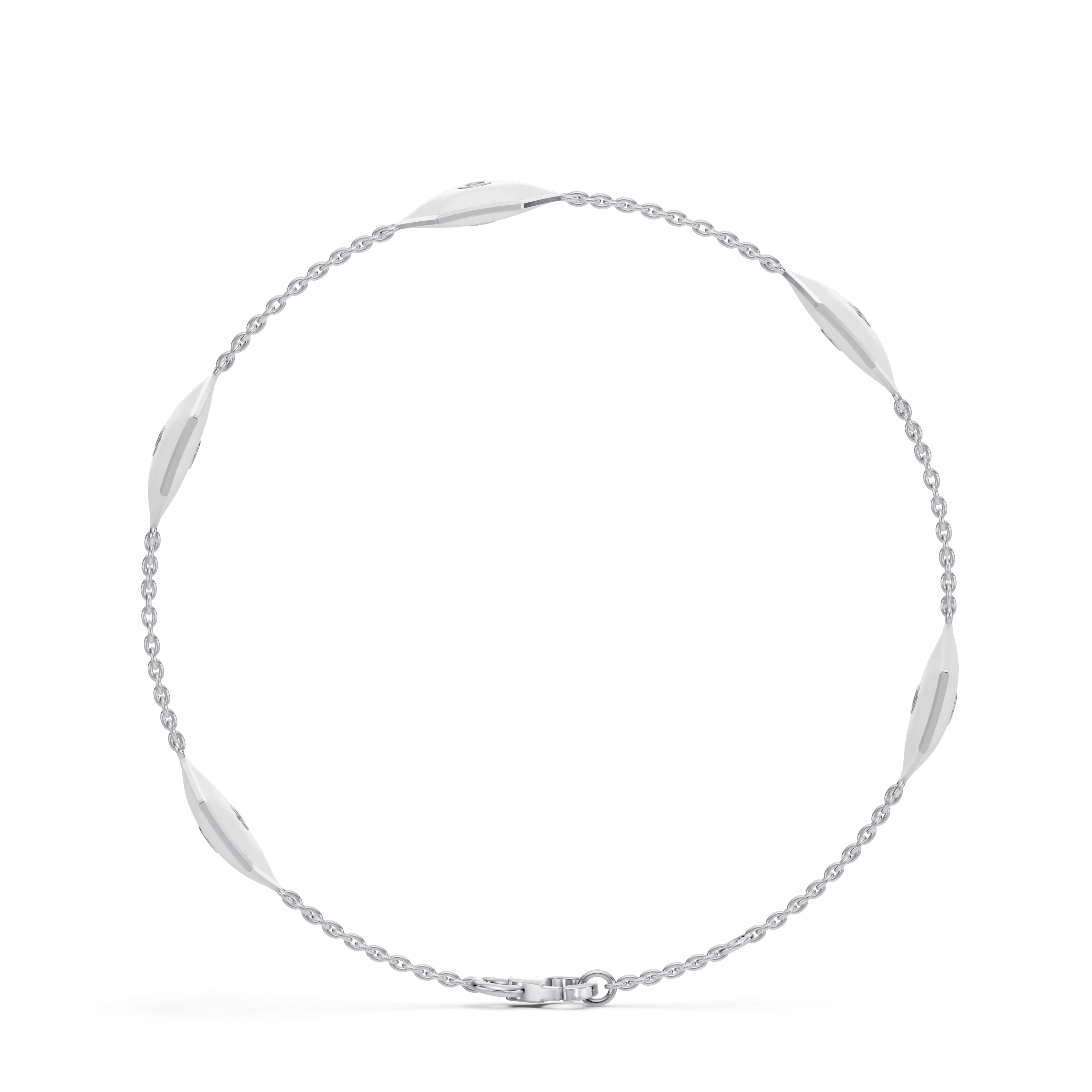 White Ceramic Hexagon Diamond Station Bracelet