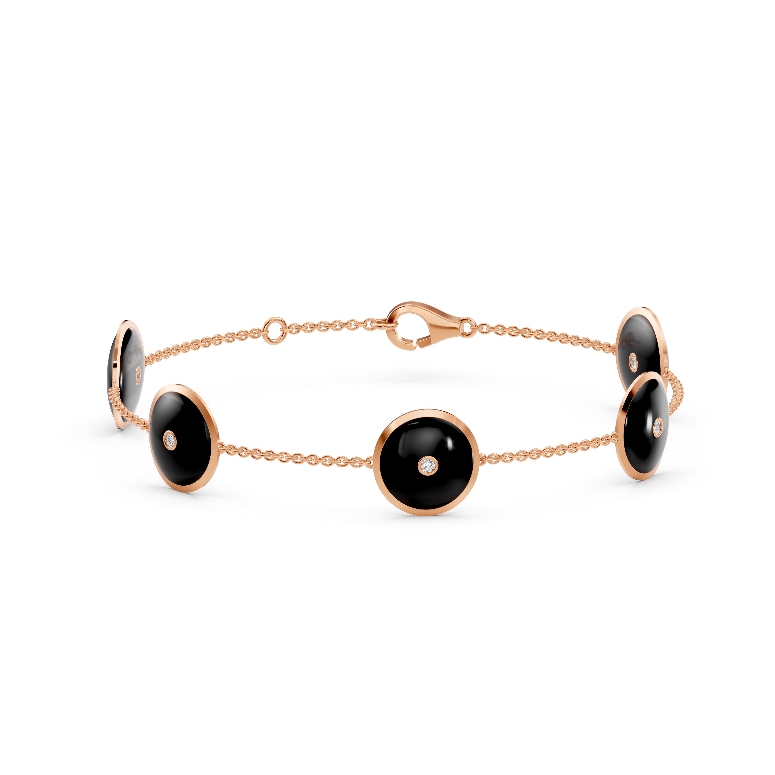 Black Ceramic Disc Lab Diamond Station Bracelet