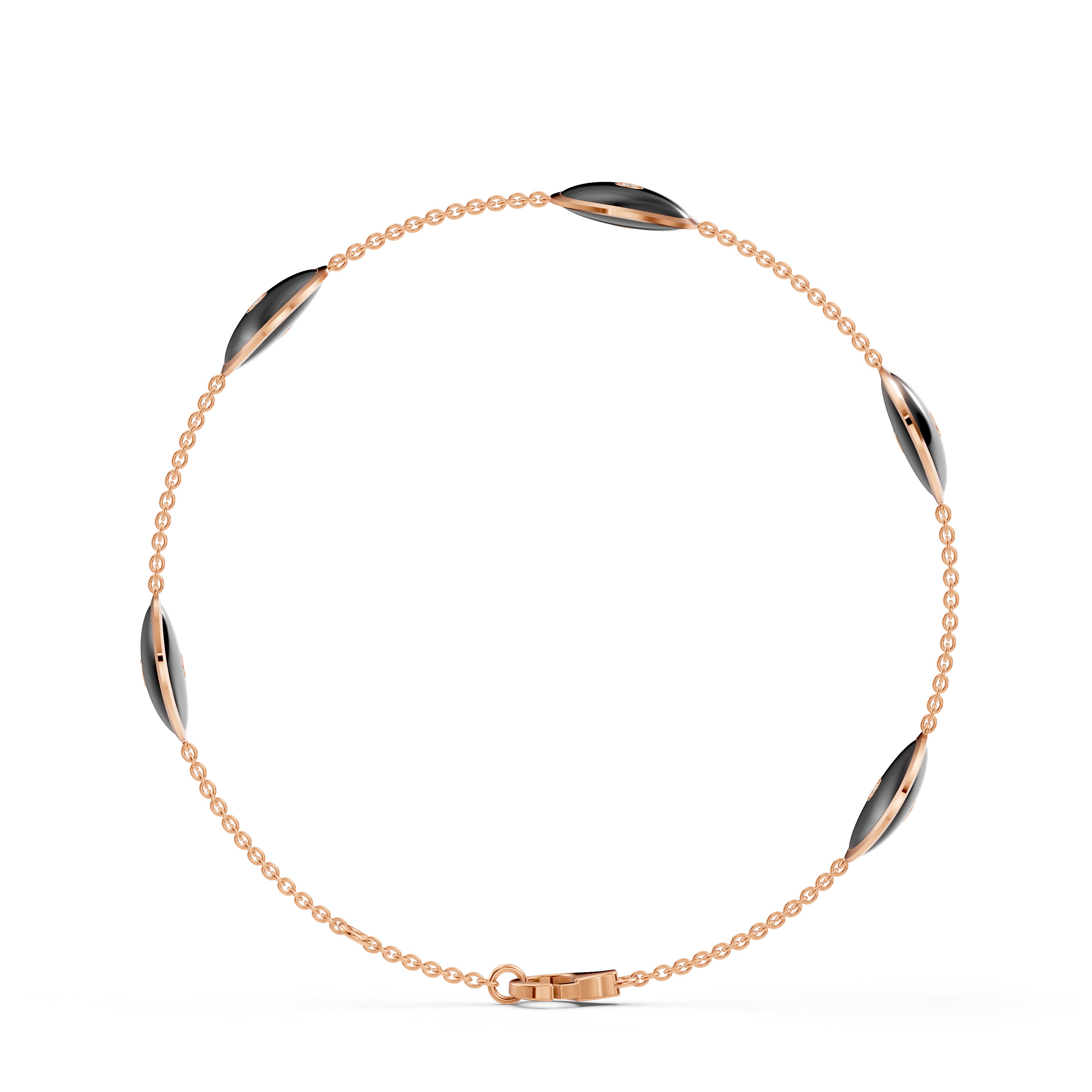 Black Ceramic Disc Lab Diamond Station Bracelet
