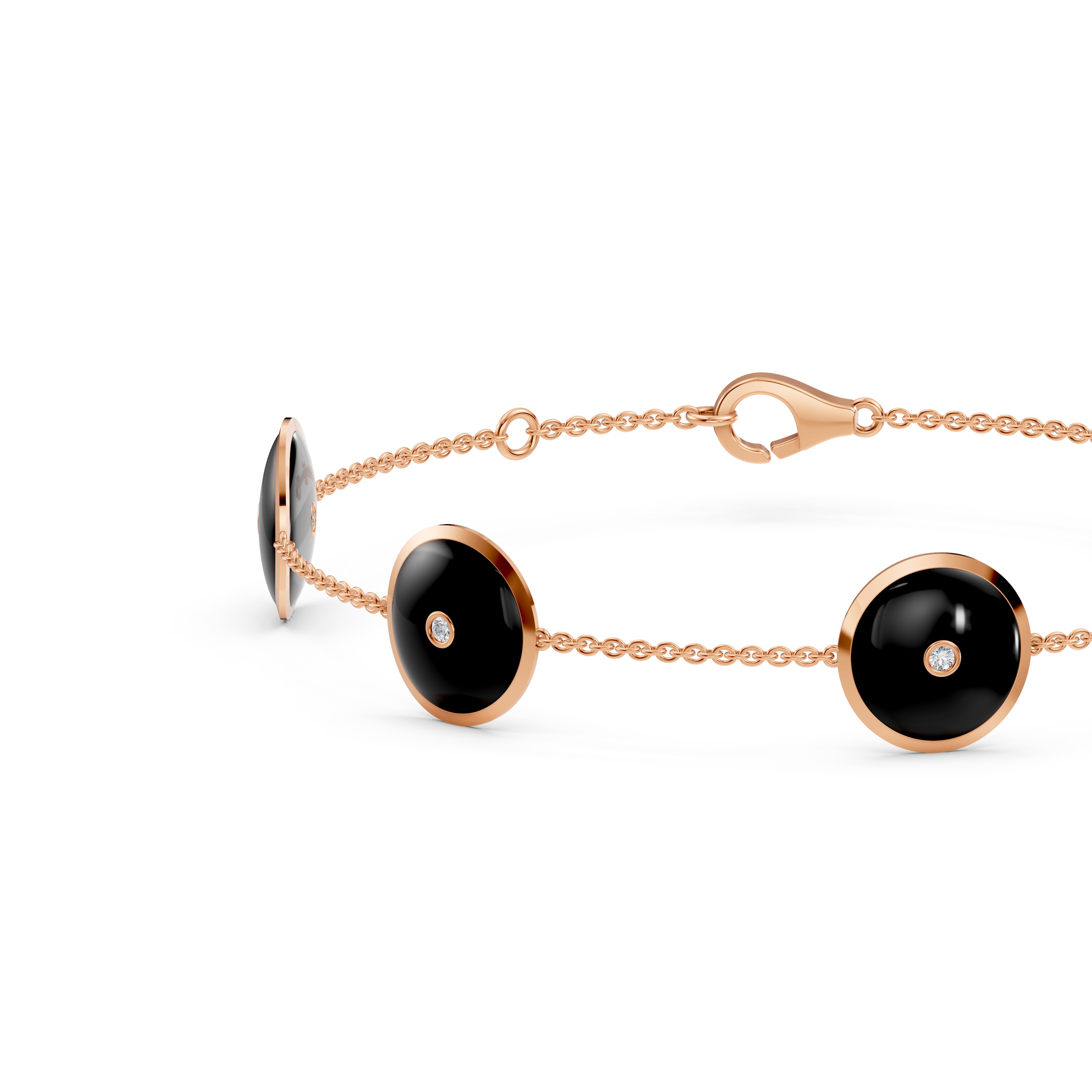 Black Ceramic Disc Lab Diamond Station Bracelet