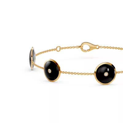 Black Ceramic Disc Lab Diamond Station Bracelet