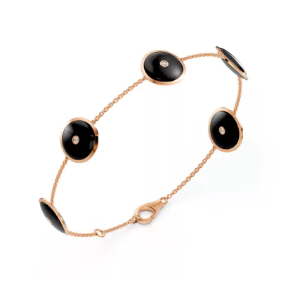Black Ceramic Disc Lab Diamond Station Bracelet