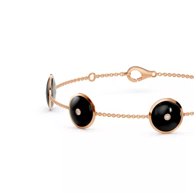 Black Ceramic Disc Lab Diamond Station Bracelet