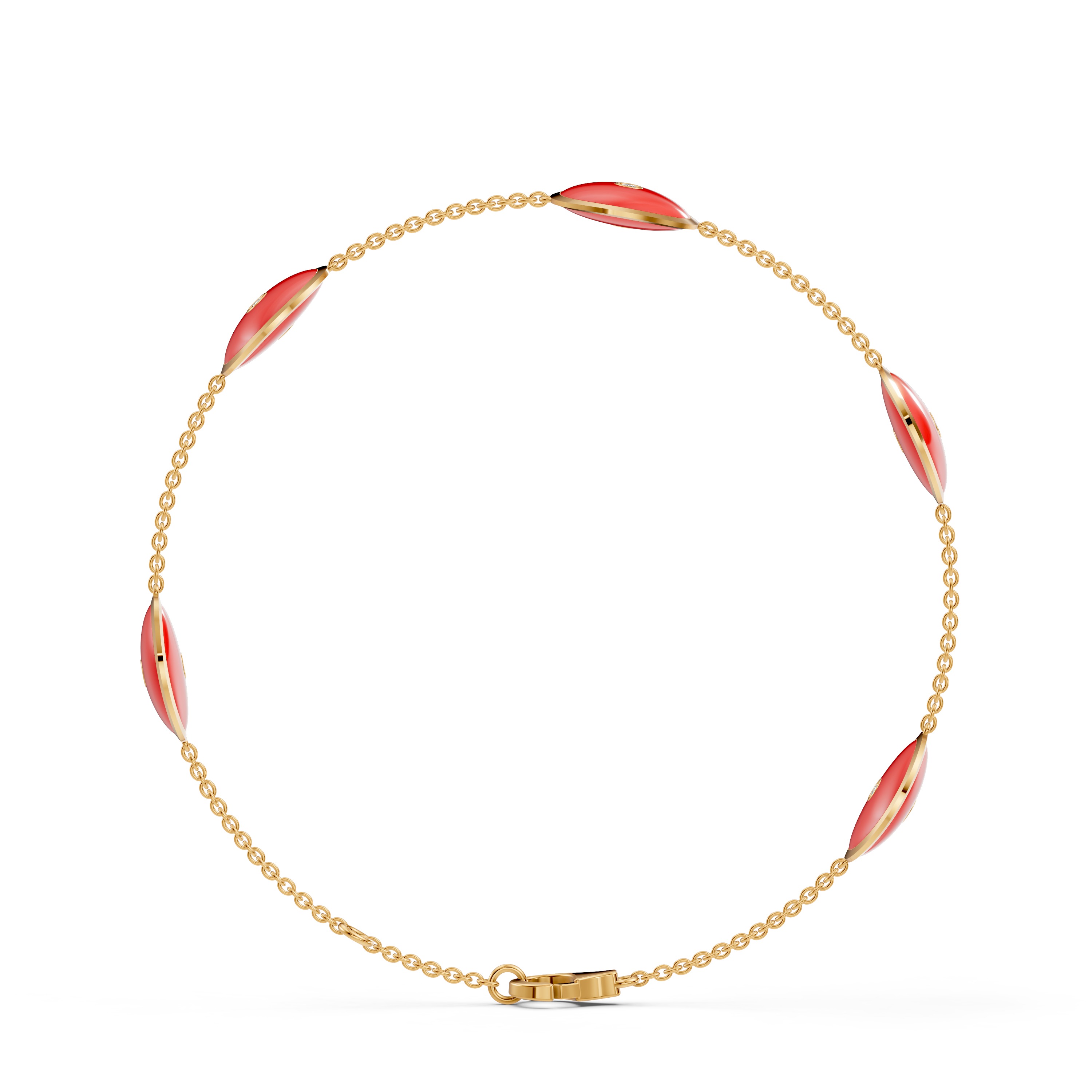 Red Ceramic Disc Lab Diamond Station Bracelet
