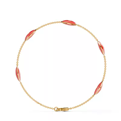 Red Ceramic Disc Diamond Station Bracelet