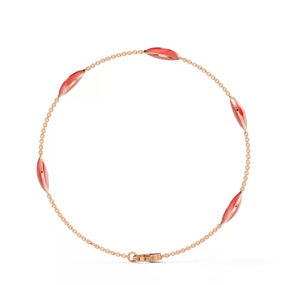 Red Ceramic Disc Diamond Station Bracelet